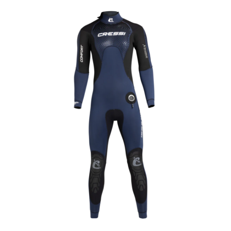 Muta umida Comfort 5 mm di Cressi, per uomo, monopezzo, colore blu e nero. Vista frontale