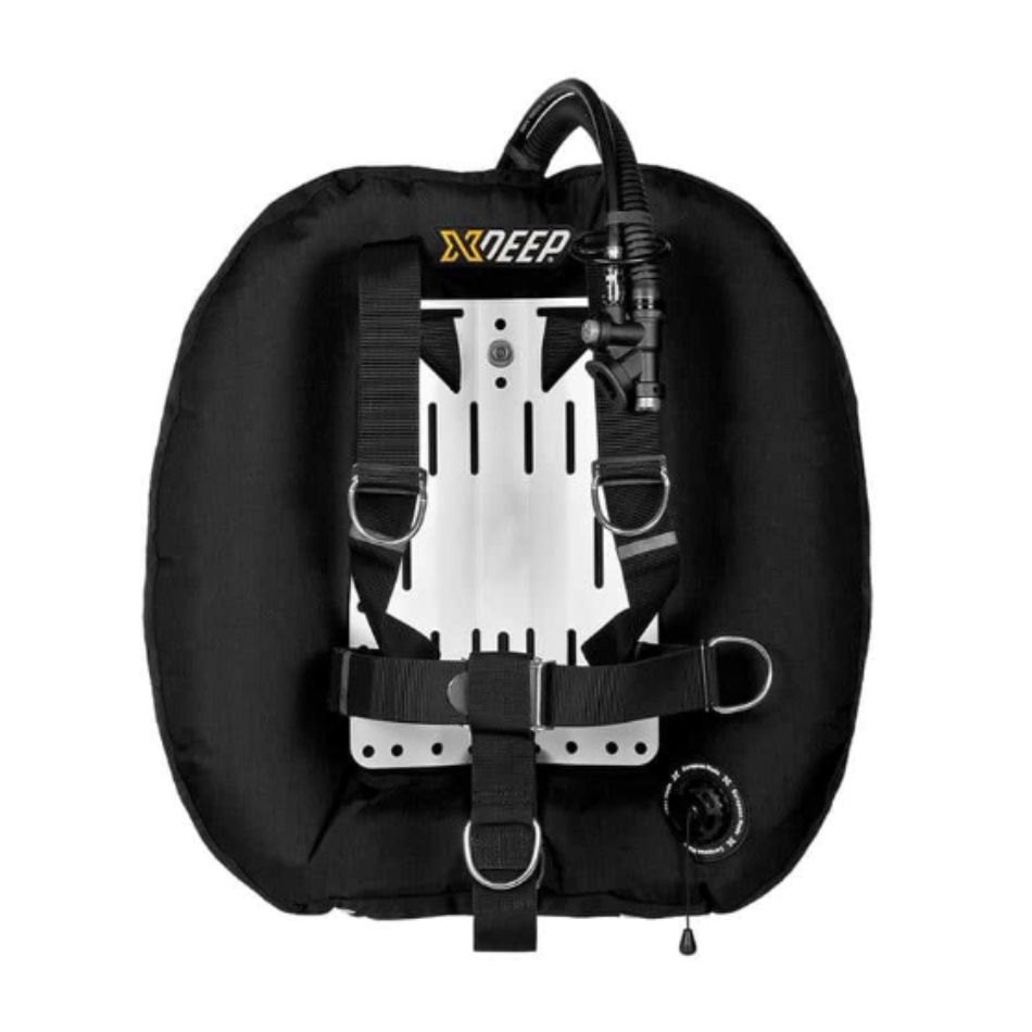 GAV tecnico Hydros 40 DIR Full Set di XDEEP con sacco a ciambella e piastra dorsale in acciaio. Vista frontale