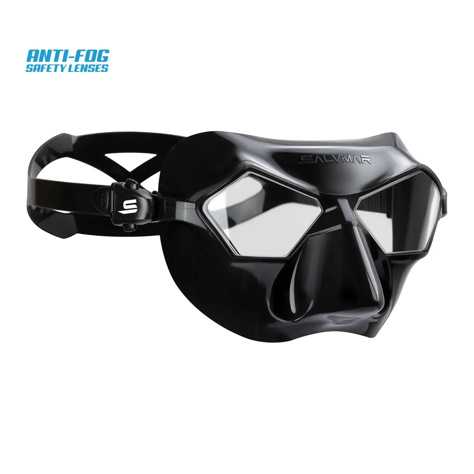 Maschera per apnea Incredible di Salvimar con facciale in silicone e lenti in policarbonato. Vista frontale