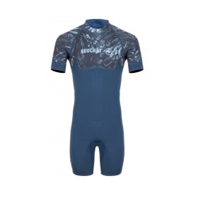 Muta da snorkeling Atoll Shorty di Beuchat, monopezzo, design ispirato al fondale marino. Vista frontale