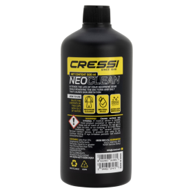 Detergente per pulire il neoprene Neo Clean di Cressi Sub in formato da 500 ml. Vista frontale