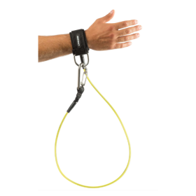 Lanyard 2.0 di Cressi Sub per immersione, con moschettone e anello a D, colore giallo. Vista laterale
