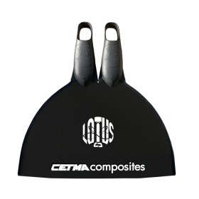 Monopinna Lotus di Cetma Composites per apnea e nuoto pinnato, colore nero e bianco. Vista dall'alto