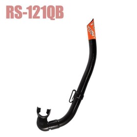 Snorkel tradizionale Reef Tourer di Tusa per subacquea, colore nero e arancione. Vista laterale