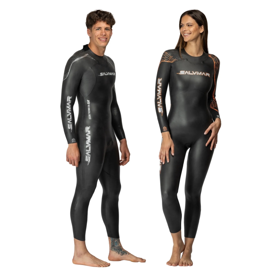 Muta da uomo e donna Zeero Thermo Evo di Salvimar, per freediving e sport acquatici. Vista frontale