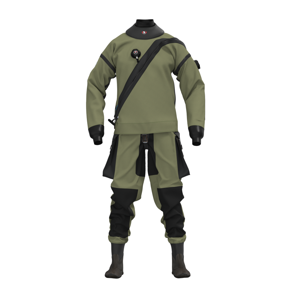 Muta stagna Ursuit Softdura Green in trilaminato con rinforzi in cordura, colore verde. Vista frontale